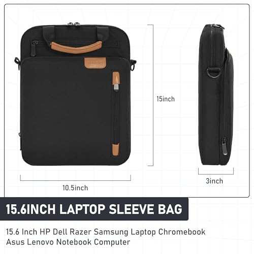 Image of Laptop Sleeve Bag,Padded Protective Travel Carrying Case for 15.6 Inch HP Dell Razer Samsung Laptop Chromebook Dell Asus Lenovo Notebook Computer with Handle & Shoulder Strap