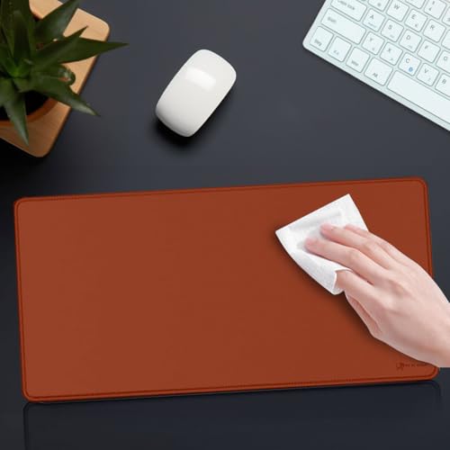 Image of Desk Mat 60x30 cm (11 x 23 inch) Red Brown | Large Mouse Pad for Office Computer Laptop Keyboard | Waterproof Anti-Slip Rubber Base Desk Mat