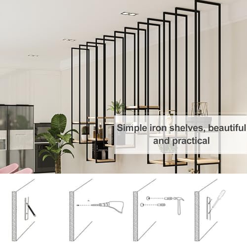 Étagère de rangement flottante en métal noir au design suspendu robuste - 8
