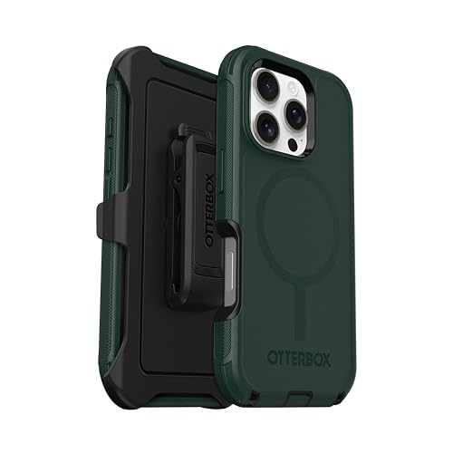 OtterBox iPhone 16 Pro (Only) - Defender Series MagSafe Case - Cinder Cashew (Green & Black) - Holster Clip Included - Built-in Magnets - Rugged & Durable - with Port Protection