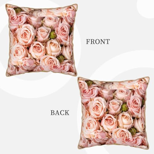 Housse de coussin velours anti-plis imprimé roses pour canapé