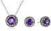 Sterling Silver Oxidized Halo Earrings and Pendant Necklace Jewelry Set