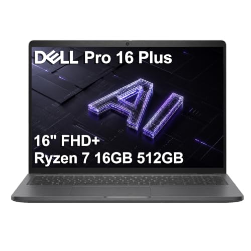 Image of Dell Pro 16 Plus PB16255 Laptop, AMD Ryzen 7 PRO 250, 16GB DDR5, 512GB SSD