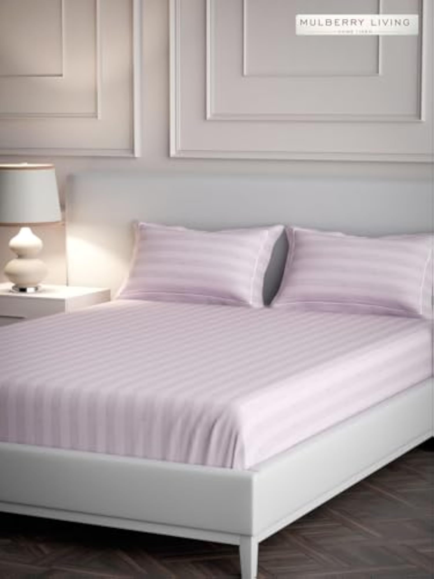 Elysian Stripes Queen Size 300TC Bedsheet, 100% Cotton