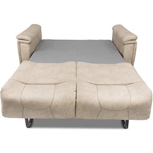 Thomas Payne 68" Tri-Fold Rv Sofa, Grantland Doeskin, 67.5" W X 34" D X 38" H, Foldout Hide-A-Bed-Style Convertible Sleeper Couch, Residential Comfort, High-Density Foam, Polyhyde Upholstery #TOP3