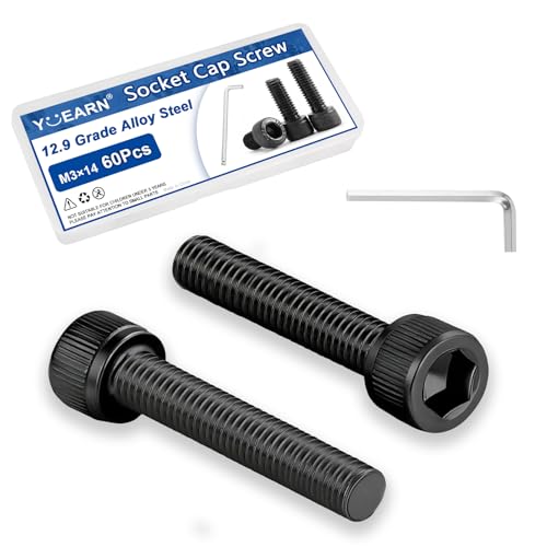 YUEARN M3 x 14mm 12.9 Alloy Steel Cap Screws for 3D Printers