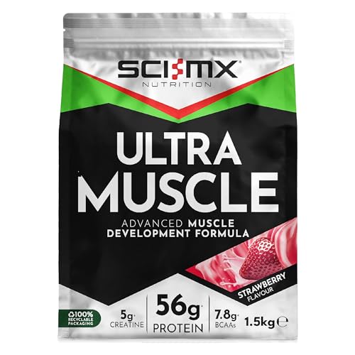 Amazon.co.uk SCI-MX Ultra Muscle - Protein Powder for Muscle Development + 23 Vitamins & Minerals - Strawberry • 5g Creatine + 7.8g BCAAs per Serving • 1.5kg #ad