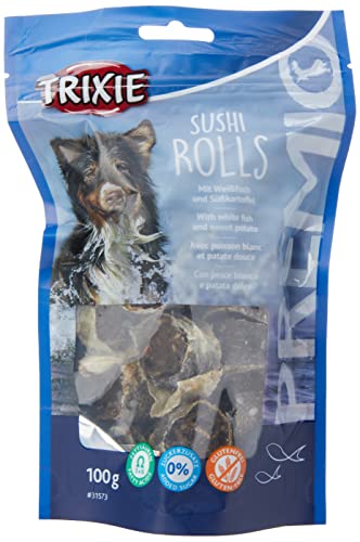 TRIXIE Snack PREMIO Sushi Rolls, 100 g, 90% Pescado Blanco, Perro
