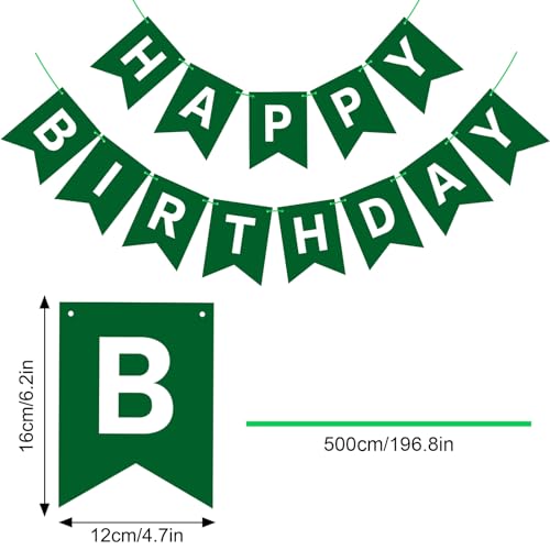 Image of Hooqict Happy Birthday Banner Dark Green Birthday Party Decorations Green Party Banner Garland Sign for Kids Adults Men Golf Birthday Decorations Supplies
