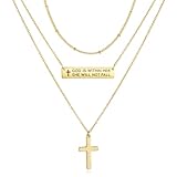 Lydow Layered Cross Bible Verse Necklaces Stackable Christian Religious Confirmation Inspirational Jewelry Gifts Faith Based God Is Within Her She Will Not Fall