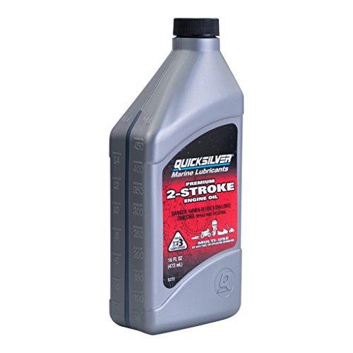 Quicksilver 858020Q01 Premium Two-Cycle TC-W3 Oil - Outboards, Personal Water Craft (PWC’s), Snowmobiles, Motorcycles and Chainsaws, 1 Pint Bottle