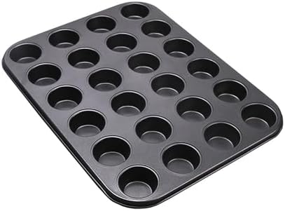 Aybloom Nonstick 24 Cups Mini Muffin Pan with Extended Handles for Easy Grip, Carbon Steel Steel to Promoted Even Baking, Dishwasher Safe (Black)