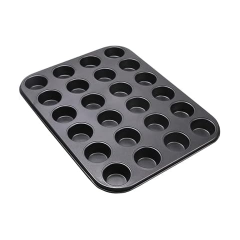 Aybloom Nonstick 24 Cups Mini Muffin Pan with Extended Handles for Easy Grip, Carbon Steel Steel to Promoted Even Baking, Dishwasher Safe (Black) Cover