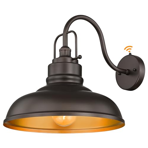 Image of zeyu 18 Inch Vintage Wall Light Fixture, Outdoor Dusk to Dawn Barn Light, Farmhouse Wall Sconce Light for Garden Garage, Oil Rubbed Bronze Finish, 016-1BL-PC ORB