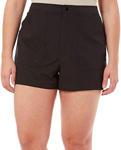 Maxine Of Hollywood Women s Plus-Size 3  Woven Swim Boardshorts, Black, 20W