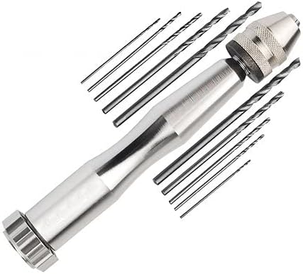 Drill Bits For Mini Micro Aluminum Hand Drill With Chuck +10pc Twist Drill Bit Woodworking Drilling Rotary Tools Hand Tools Set