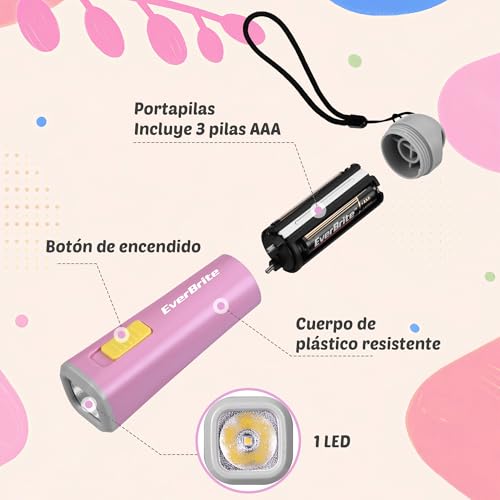 Miniatura 4 de Everbrite Mini Linterna Led Portátil, Iluminación Nocturna Ligera Y Duradera, 3 Pilas Aaa Incluidas, Buen Regalo Para Uso Diario - Color De Rosa Violeta