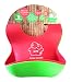 Pack of 2 Super Soft Silicone Baby Weaning Bibs by Jump Baby Messy Monster (1 Red, 1 Lime Green Bib). Waterproof with Roomy Crumb Catcher for Babies and Toddlers