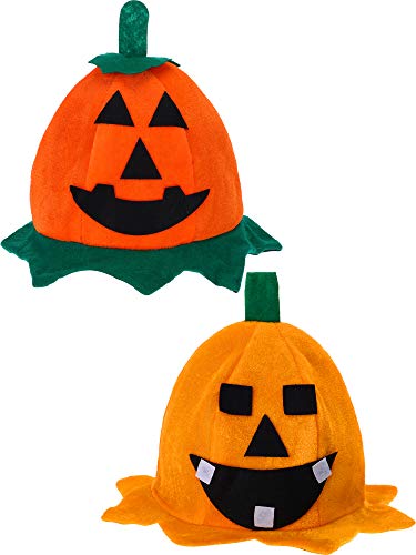 Skylety 2 Pieces Pumpkin Hat Top Orange Lantern Hats for Halloween Costumes Accessory (Style Set 2)