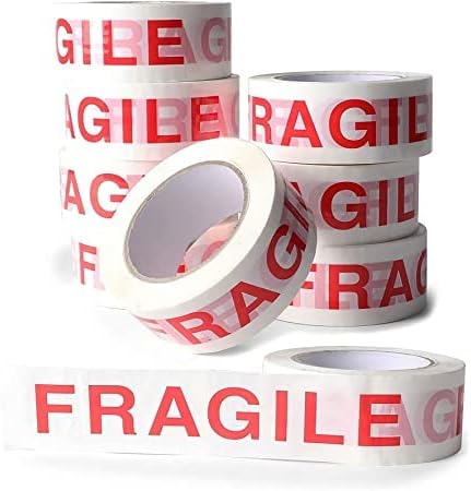 HOT BARGAINS Pack of 6 Fragile Tape Roll Size 48mm x 66 Metre Very Strong No Noise Thick Tape for Industrial Packaging Boxes and Packages