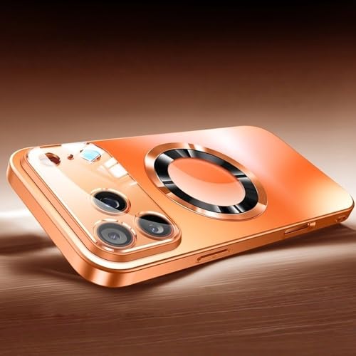 Coque en Titane pour iPhone 17 et 16 Pro Max avec protection d'objectif en verre premium orange