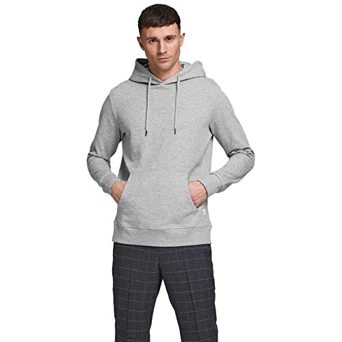 JACK & JONES Herren Jjebasic Noos Hooded Sweatshirt, Light Grey Melange, S EU