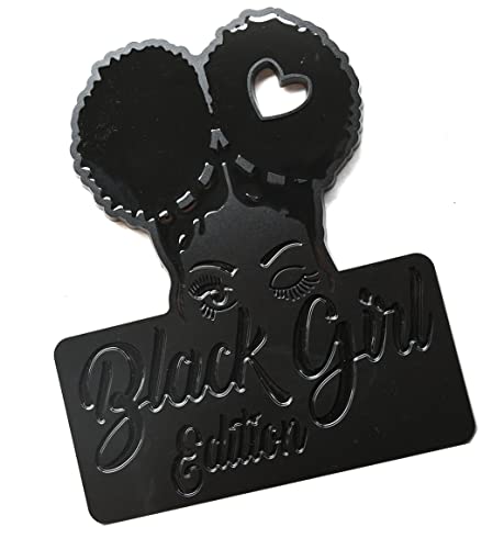 Image of Custom Black Girl Edition Car Badge Emblem Decals - Compatible Vehicles, Doors, Body, Fenders, Trunk - Stylish Dynamic Look (Black)