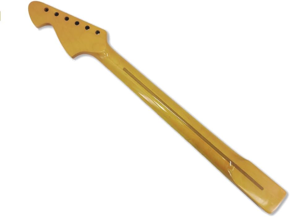Electric Guitar Neck Big Head, 21 Fret 648mm Yellow Lacquered Maple Rosewood Fingerboard Guitar Bass Necks,Normal nut Bolt on heel Without Binding