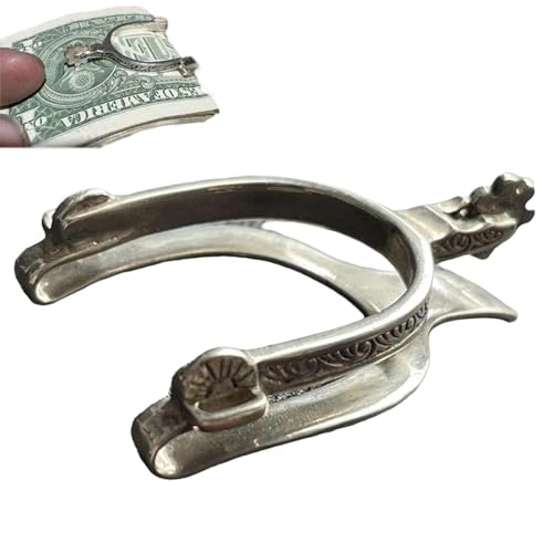Pince à billets Western vintage en métal ciselé et gravé unique
