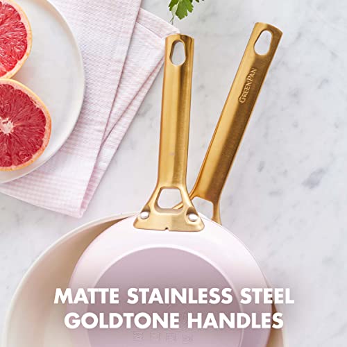 Greenpan Reserve Hard Anodized Healthy Ceramic Nonstick 8" And 10" Frying Pan Skillet Set, Gold Handle, Pfas-Free, Dishwasher Safe, Oven Safe, Blush Pink #TOP7