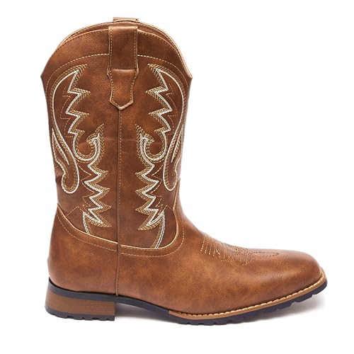 Image of Metrocharm Men's Cowboy Western Embroidered Square Toe Boots WESTERN-03
