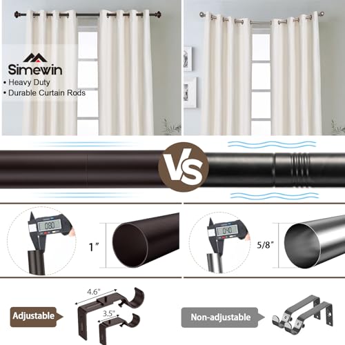 Simewin LKCR002 Bronze Curtain Rods For Windows 48 To 84 Inches Adjustable Decorative 1 Inch Diameter Single Window Curtain Rod Set thumb #3