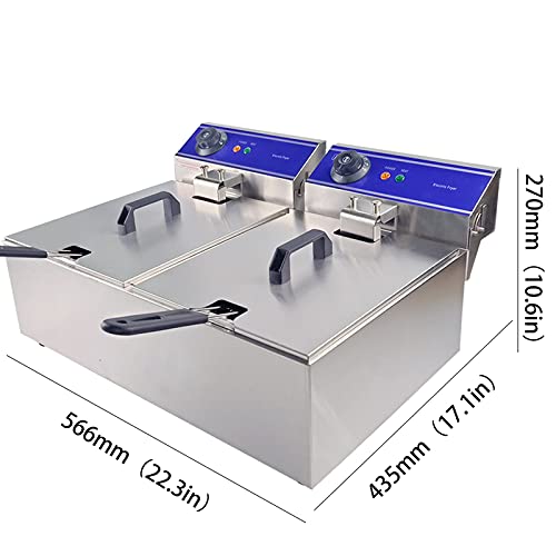T-CAT Fritteuse Edelstahl Gastro Doppel Kaltzonen Fritteuse Friteuse Fritöse 2 x 6 Liter Öl 3000W + 3000W,50-200 °C… – Bild 3
