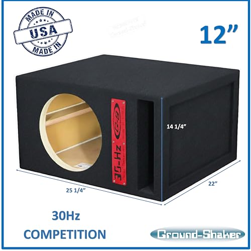 Image of 30HZ Reinforced Competition Single Ported Sub Box Sub Woofer Enclosure Speaker Box Car Audio Subwoofer Ground Shaker Box Ground-Shaker (RED Plaque, 12 inch)