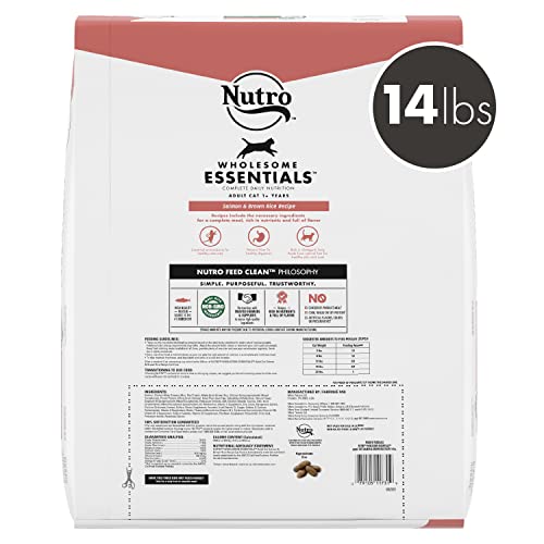 Nutro Wholesome Essentials Adult Natural Dry Cat Food Salmon & Brown Rice Recipe, 14 Lb. Bag #TOP1