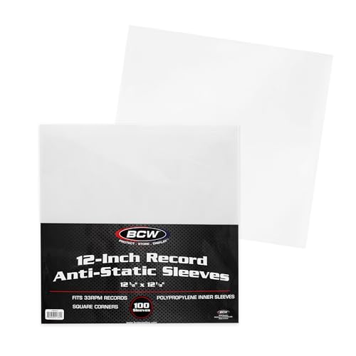 BCW 12-inch Record Inner Sleeves - 100 ct | Anti-Static Polypropylene Vinyl LP Storage Protectors | 100 Pieces