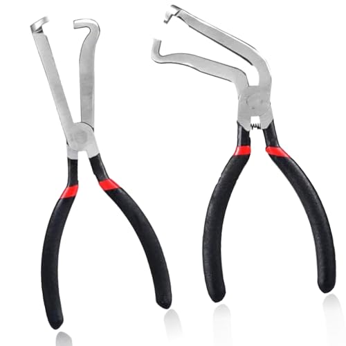 Degytrekoky 2Pcs Electrical Disconnect Pliers 37960, 8in Electrical Connector Pliers for Push Tab Style Plugs, Anti-Slip Fuel Line Clip Pliers Automotive Tools (1 x Straight + 1x 60 Degree)