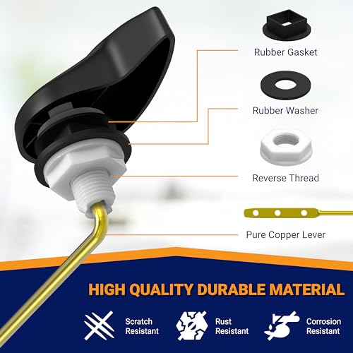 Image of Front Mount Toilet Handle Replacement, Compatible with American Standard, Kohler, TOTO, Gerber and Most Front Mount Toilet Tanks - Matte Black