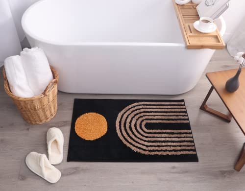 LABEND HOME Black Boho Rug Abstract Rugs - Geometric Bath Mat - Mid Century Modern Bathroom Mats - Bohemian Decor - Unique Cute Dorm Room Decor for College Girls Arches Art by LABEND HOME - Image 3