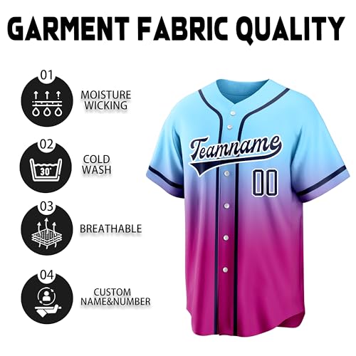 Camiseta personalizada de béisbol con nombre, número y logo cosidos para hombre y mujer miniatura 2