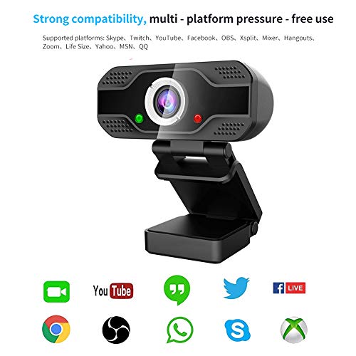 CCWELL Webcam 1080P FHD con Microfono, PC Portatile Desktop USB 2.0 Videocamera per Videochiamate, Studio, Conferenza, Registrazione, Gioca a Giochi e Lavoro a Casa