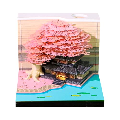 SIWEME 3D Memo Pad 260 Sheets Paper Carving Art 3D Sticky Notes Convenience Post Notes Marriage Tree Kawaii Notepad with Light Pen Holder&Bookmark DIY Creative Gifts