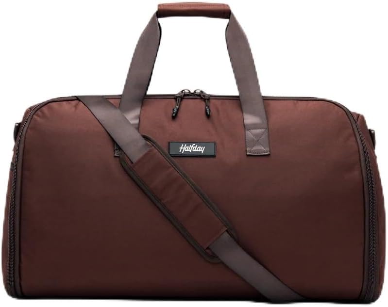 Halfday Convertible 2-in-1 Garment Duffel Weekender Bag 45L | Wrinkle-Free Travel, Hanging Suit Compartment, Shoe Pockets, Trolley Sleeve. Durable & Water-Resistant Carry-On, Port Port Original, 45l