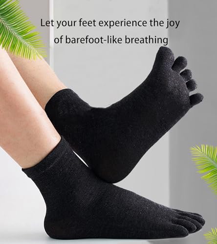 10 Pairs Toe Socks Cotton Breathable Athletic Running Ankle Five Finger Sock for Men Women Size 6-102