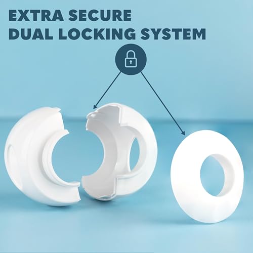 Todays Kids Baby Proofing Door Knob Covers 4 Pack - Easy to Install Child Safety Locks for Doors, Durable & Reusable Child Proof Door Lock, Dual-Lock & Versatile Design, Fits Round Doorknobs, White - Thumbnail 7