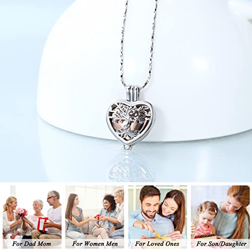 Imrsanl Cremation Jewelry Heart Tree of Life Urn Ashes Necklace for Women Men for Loved One Keepsake Memorial Ash Pendant (Tree-Rose Gold)