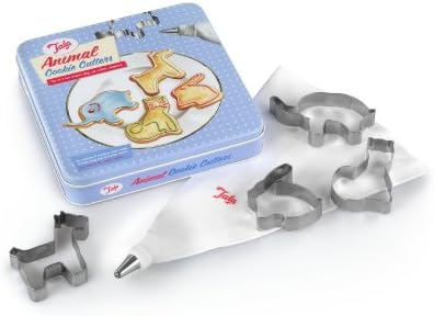 Tala Retro Animal Shaped Cookie Cutter Set with Icing Bag and Nozzle in tin