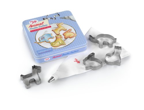 Tala Retro Animal Shaped Cookie Cutter Set with Icing Bag and Nozzle in tin