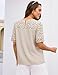 GRACE KARIN Women's 2025 Casual Tops Short Sleeve Eyelet Embroidered Summer Trendy Shirts Crewneck Crochet Blouses Apricot Large