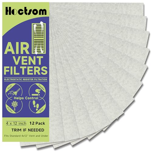 Air Vent Filter 4' x 12' Air Vent Floor Heater Pre-Filter Sheet Work in Home Air Purifier, Floor Register, Ceiling 4 x 12 Inch 12-Pack (White) Hoctsom